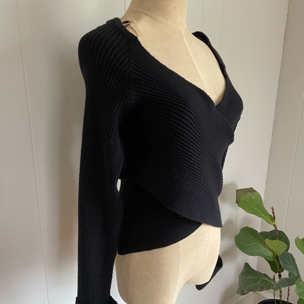 Anthropologie Black Wrap Top - Picture 3 of 7